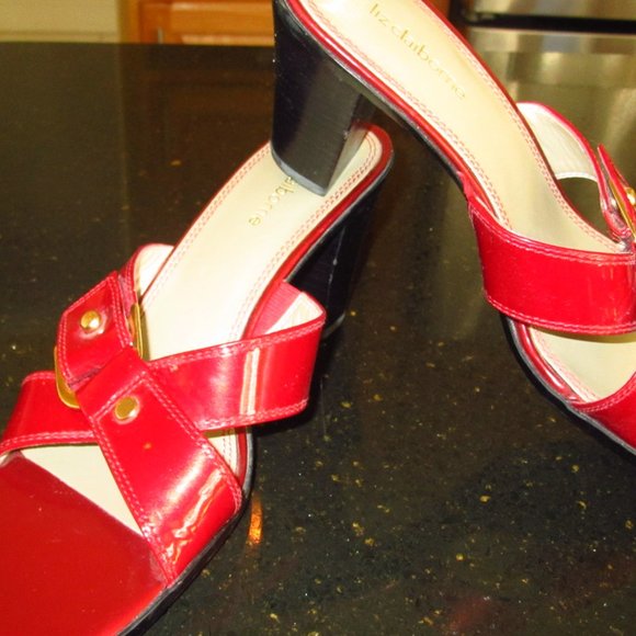 LIZ CLAIBORNE WOMEN'S HIGH HEEL SANDAL RED PATENT - Picture 2 of 8